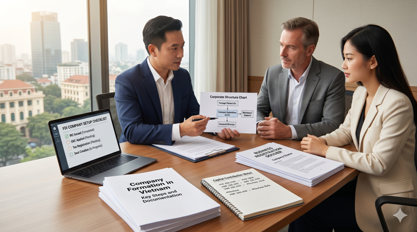 Legal documents prepared for forming a foreign-invested company in Vietnam
