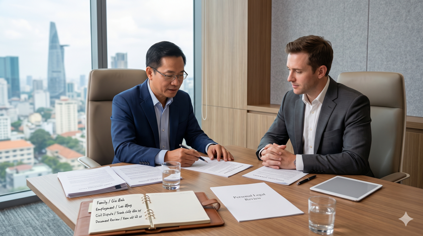 Lawyer advising a foreign individual on personal legal matters in Vietnam