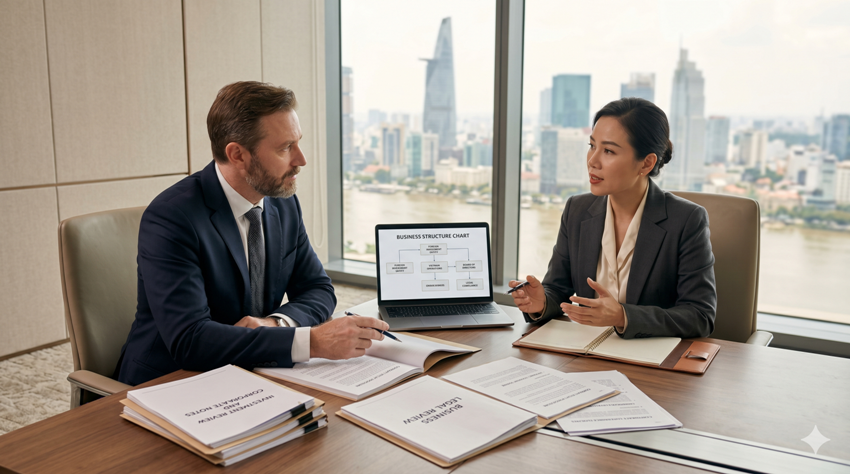 Foreign business owner discussing investment and legal risks in Vietnam